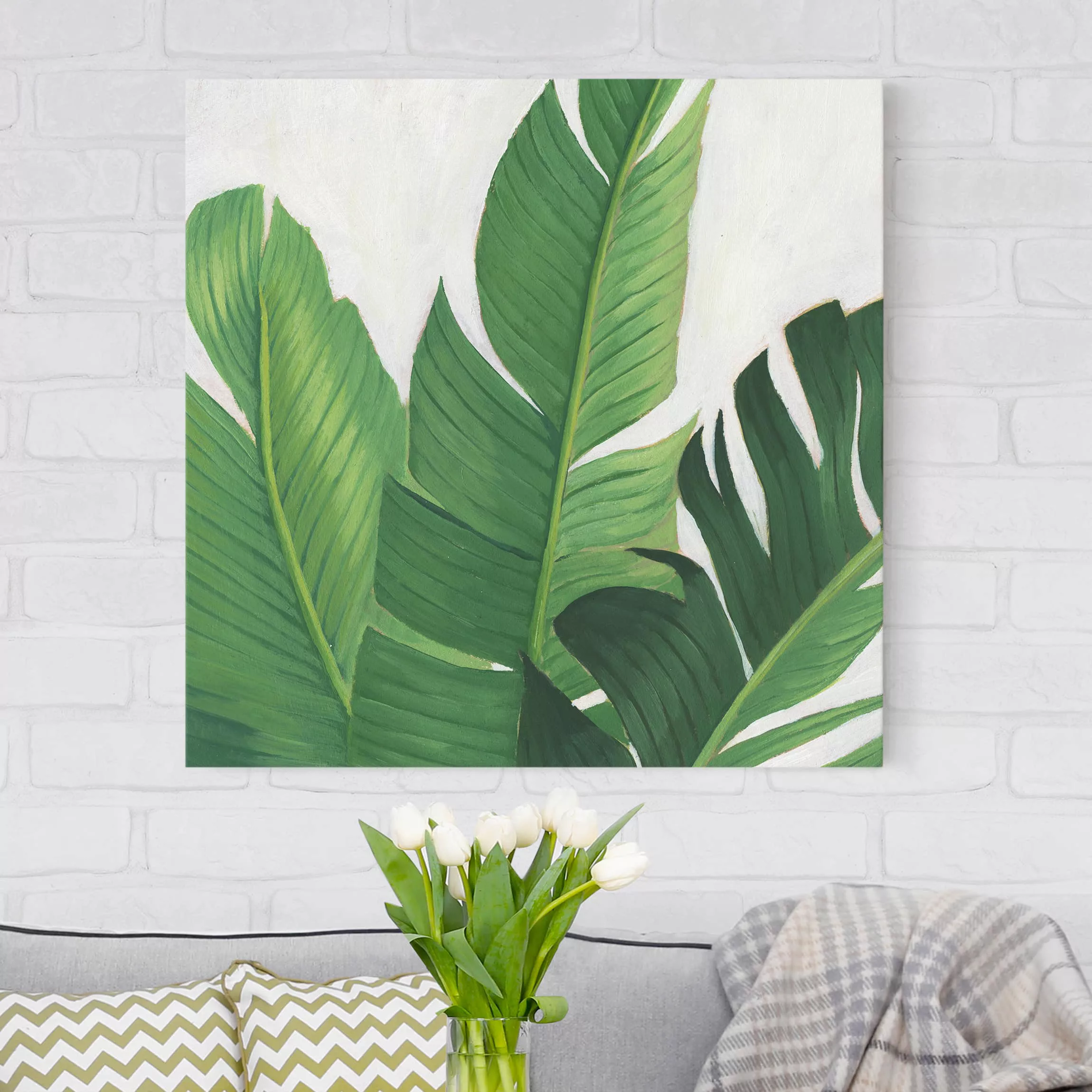 Leinwandbild Botanik - Quadrat Lieblingspflanzen - Banane günstig online kaufen