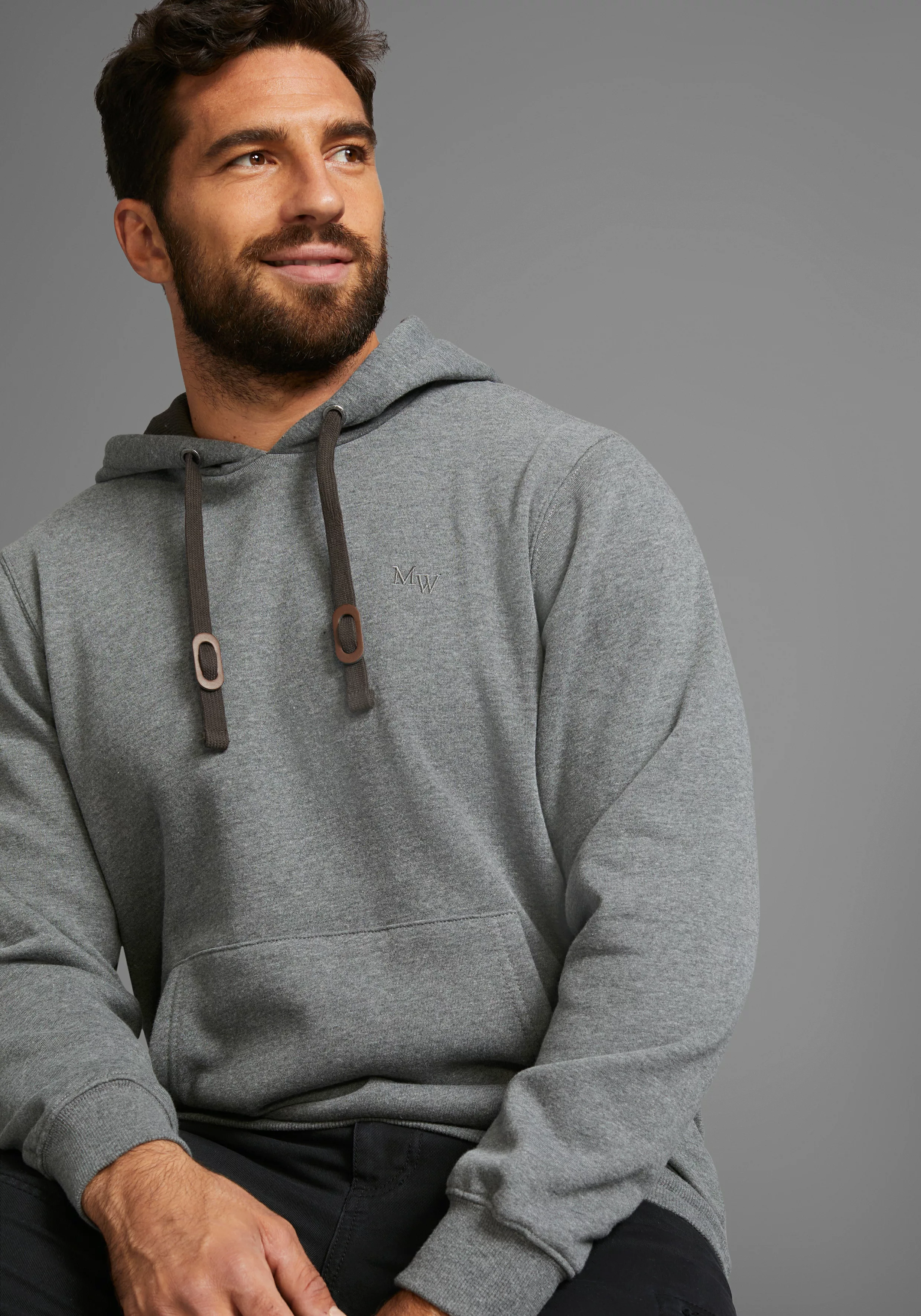 Mans World Kapuzensweatshirt, lange Ärmel, lockere Passform, unifarben, mit günstig online kaufen