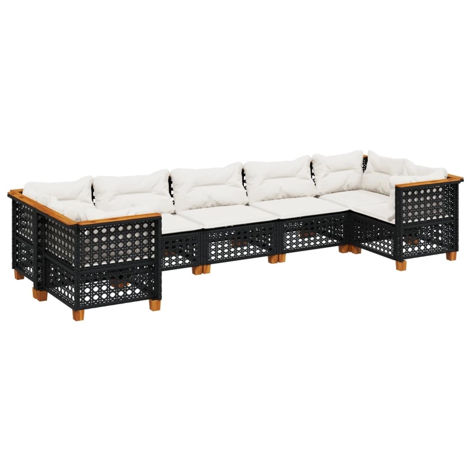 vidaXL 7-Tlg Garten-Sofagarnitur mit Kissen Schwarz Poly Rattan 3261974 günstig online kaufen