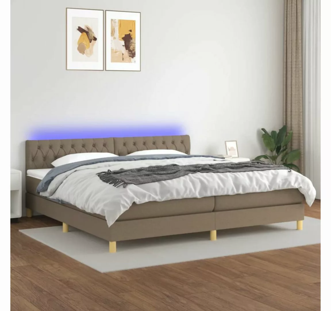 vidaXL Boxspringbett Boxspringbett mit Matratze LED Taupe 200x200 cm Stoff günstig online kaufen