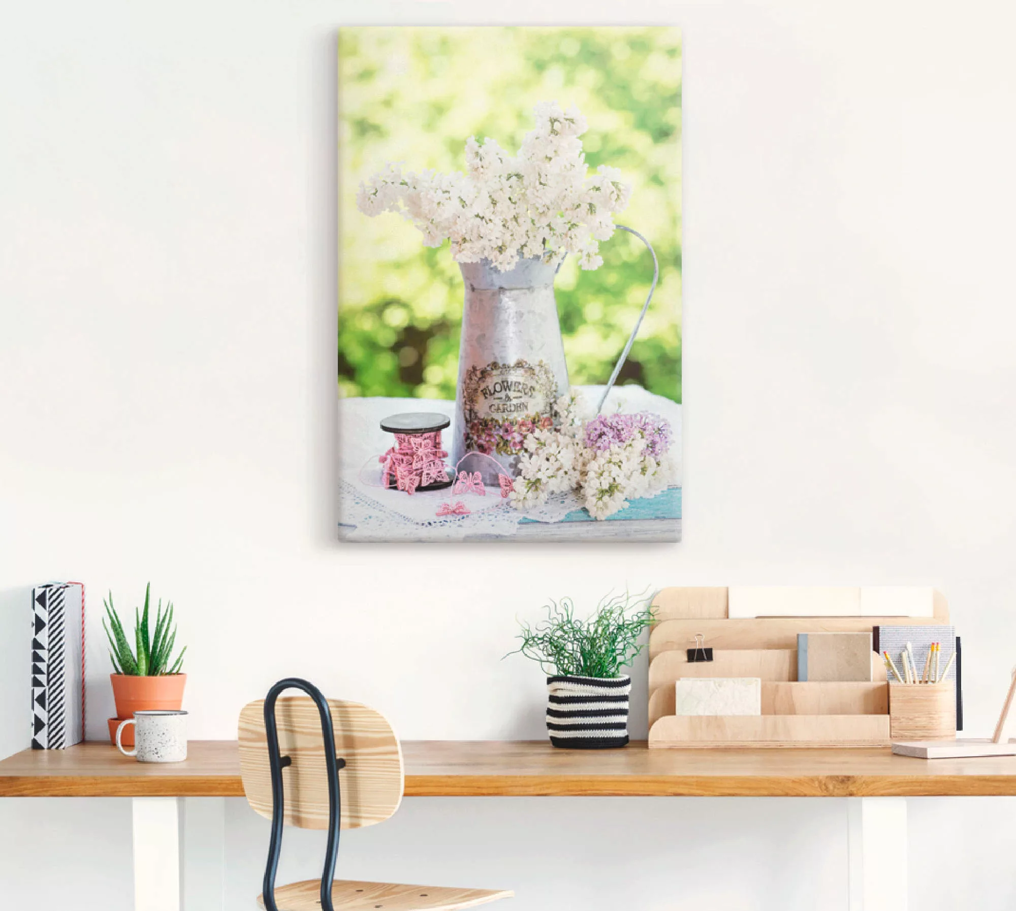 Artland Wandbild "Flieder und Shabby Chic Stillleben", Blumen, (1 St.), als günstig online kaufen