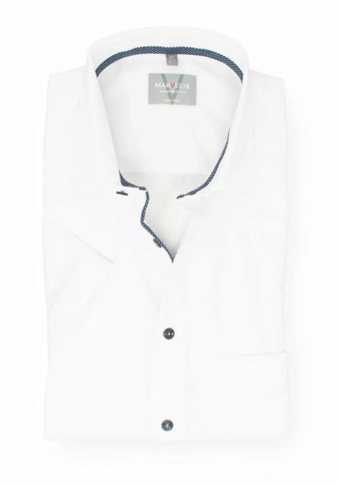 MARVELIS Kurzarmhemd Kurzarmhemd - Comfort Fit - Struktur - Weiß günstig online kaufen