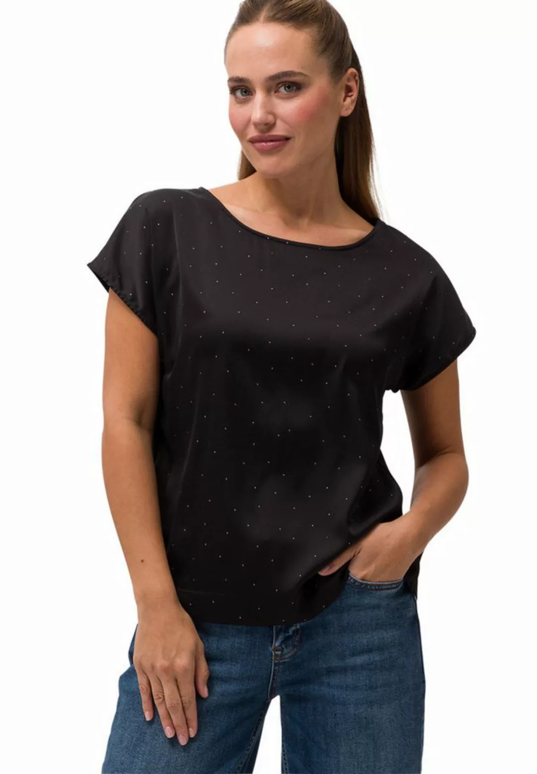 Zero Kurzarmshirt zero Satinshirt mit Glitzersteinchen (1-tlg) Ziersteine günstig online kaufen