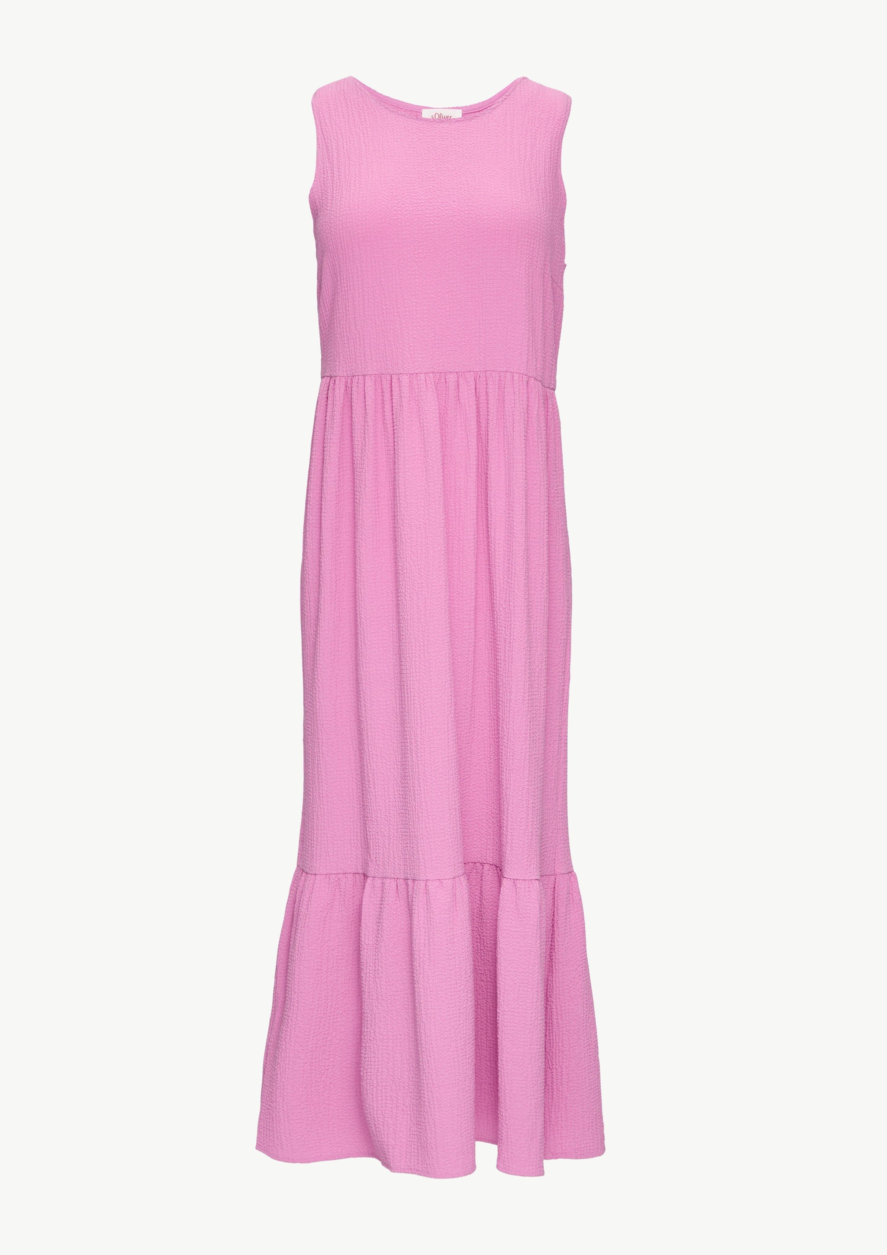 s.Oliver Maxikleid Volants-Kleid mit Crêpe-Struktur Cut günstig online kaufen