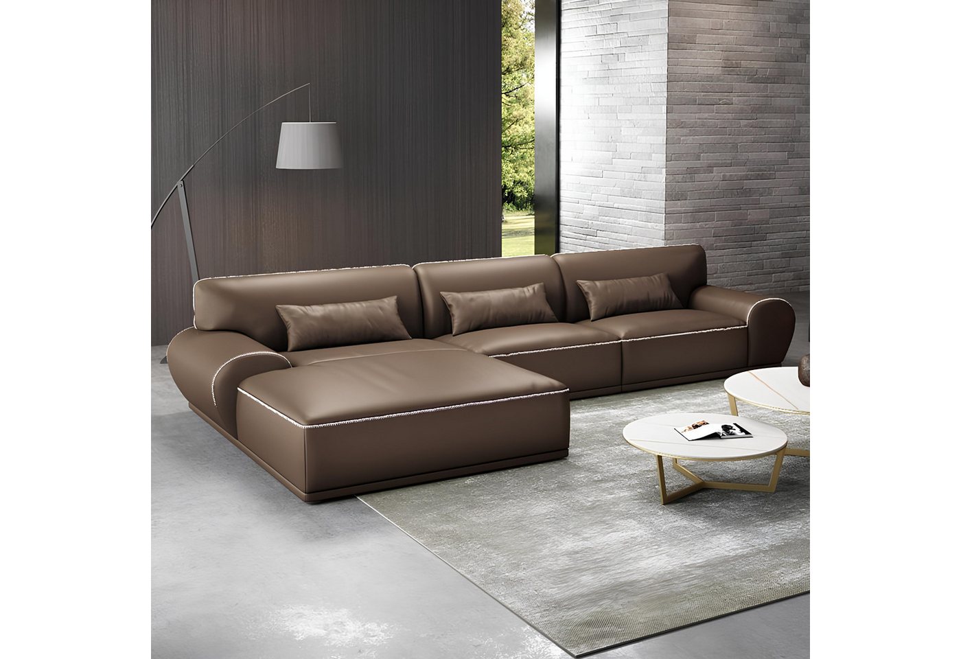 Xlmoebel Ecksofa Modernes Ledersofa in L-Form mit elegantem Design - Ecksof günstig online kaufen