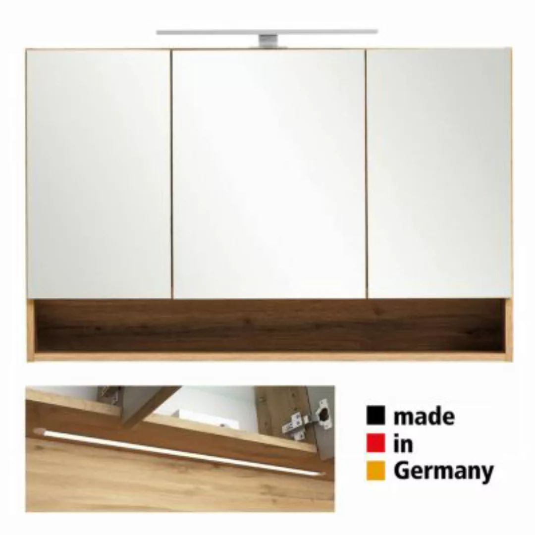 Lomadox Spiegelschrank Bad mit Beleuchtung 100 cm KAHLA-03 in Wotan Eiche N günstig online kaufen