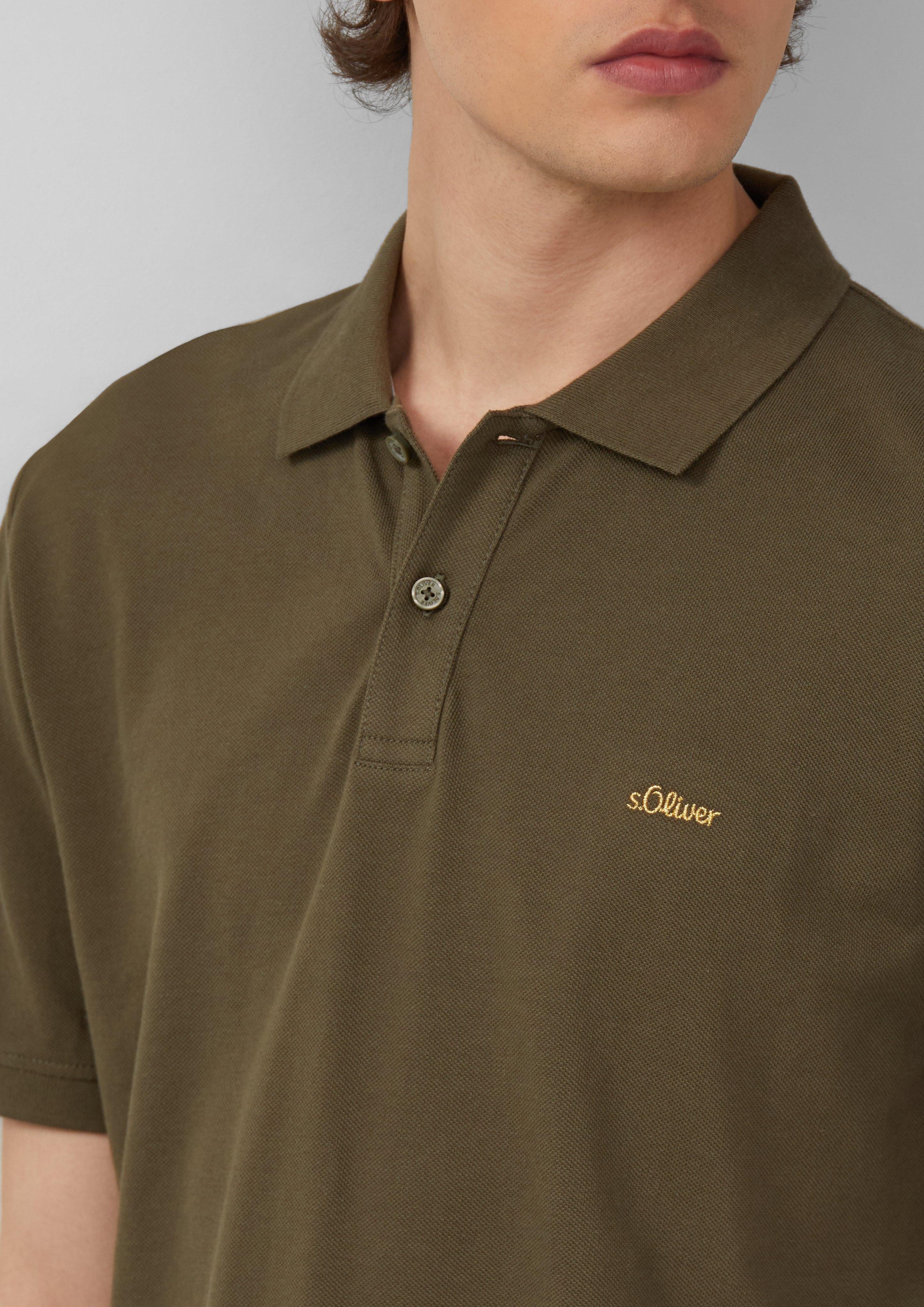s.Oliver Kurzarmshirt Poloshirt aus Baumwollpiqué Logo günstig online kaufen