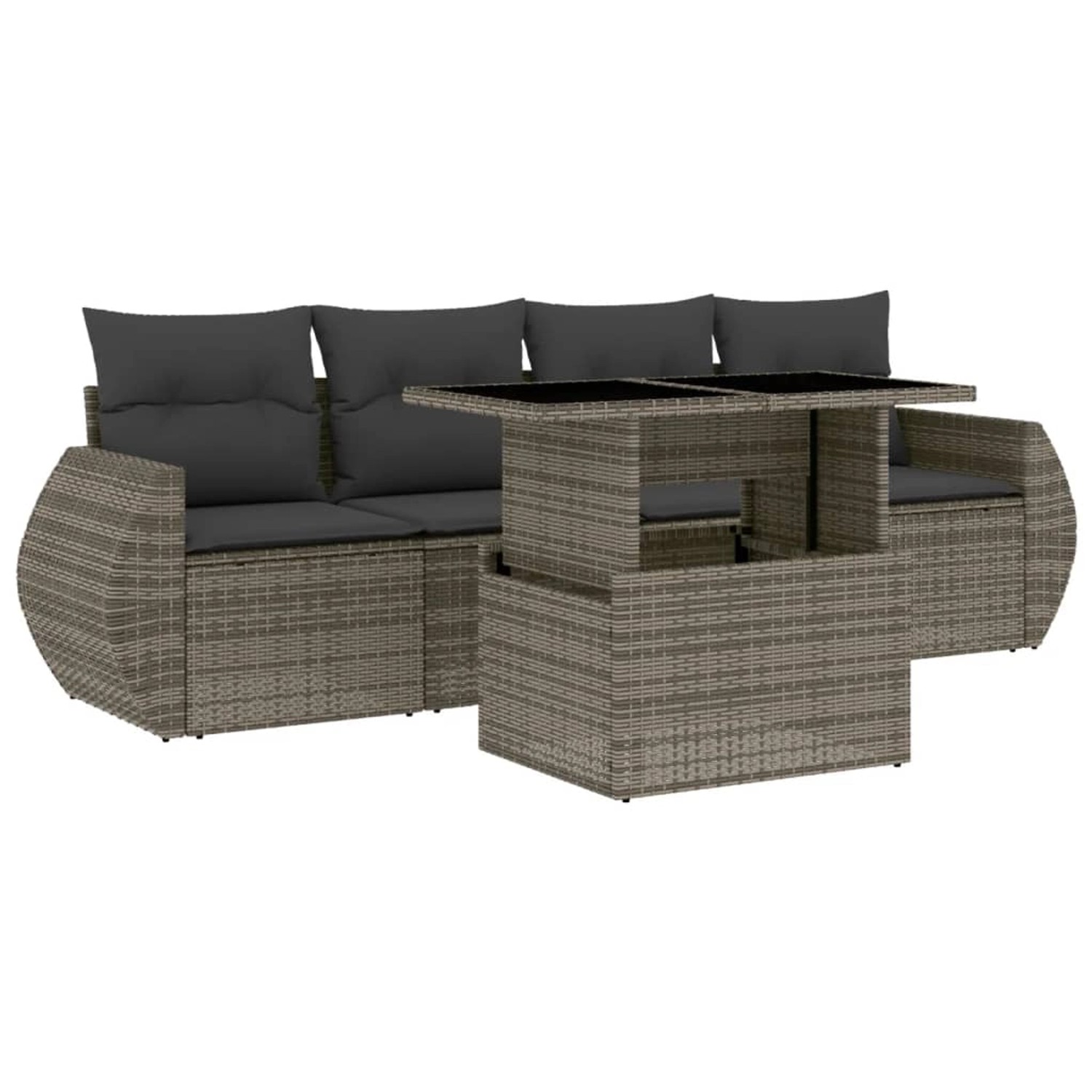 vidaXL 5-tlg Garten-Sofagarnitur mit Kissen Grau Poly Rattan Modell 92 günstig online kaufen