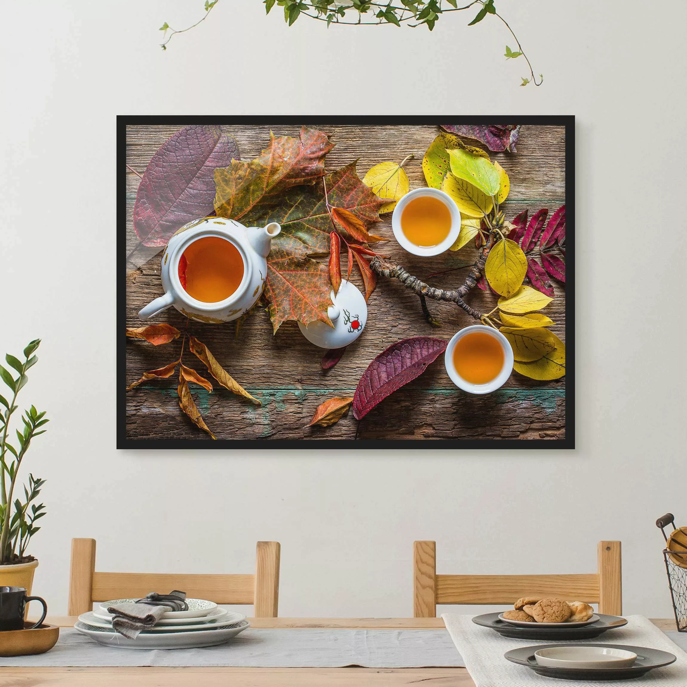 Bild mit Rahmen Küche - Querformat Tee im September günstig online kaufen