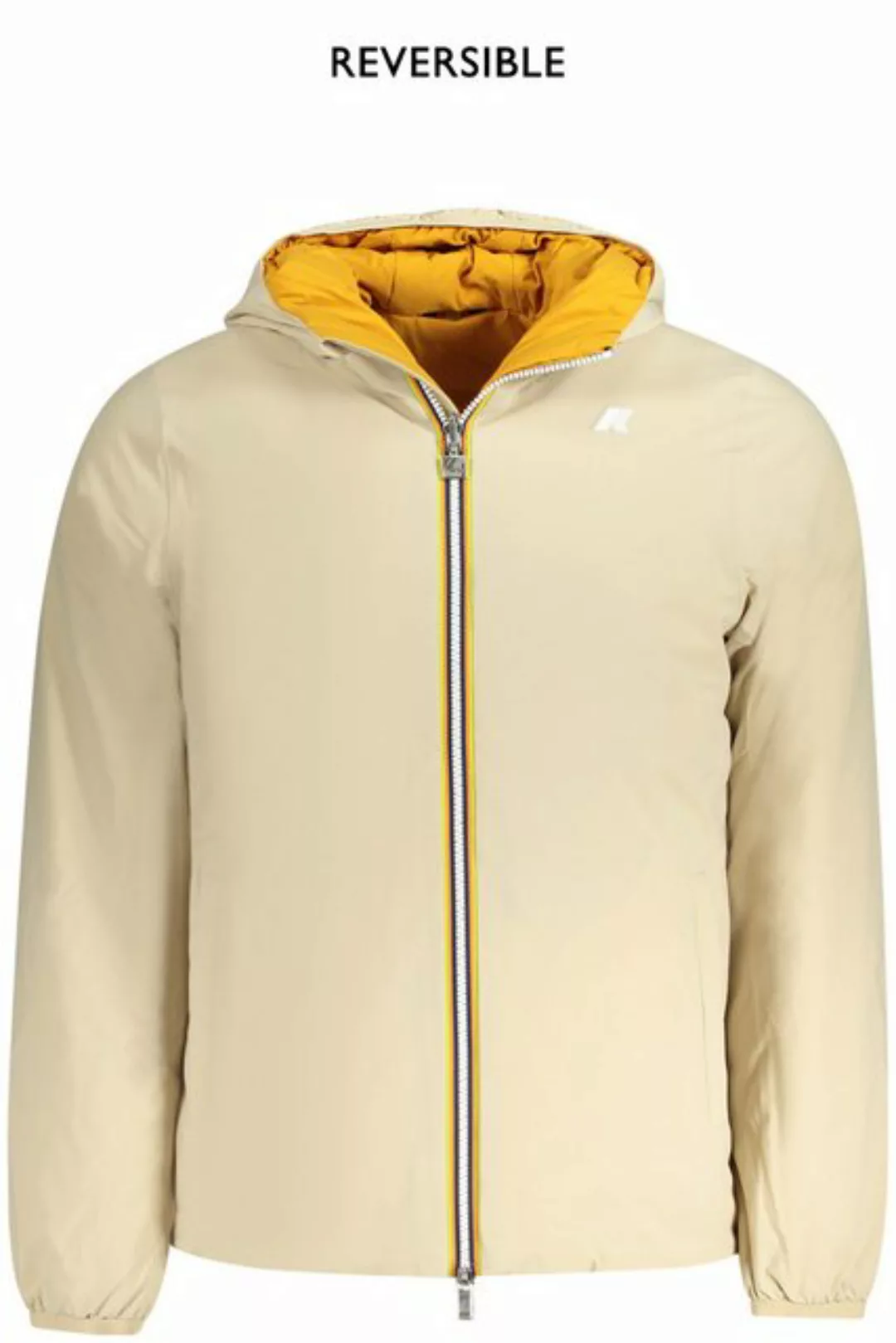 K-Way Outdoorjacke Wendbare Herrenjacke Beige/Ockergelb mit Kapuze und Tasc günstig online kaufen