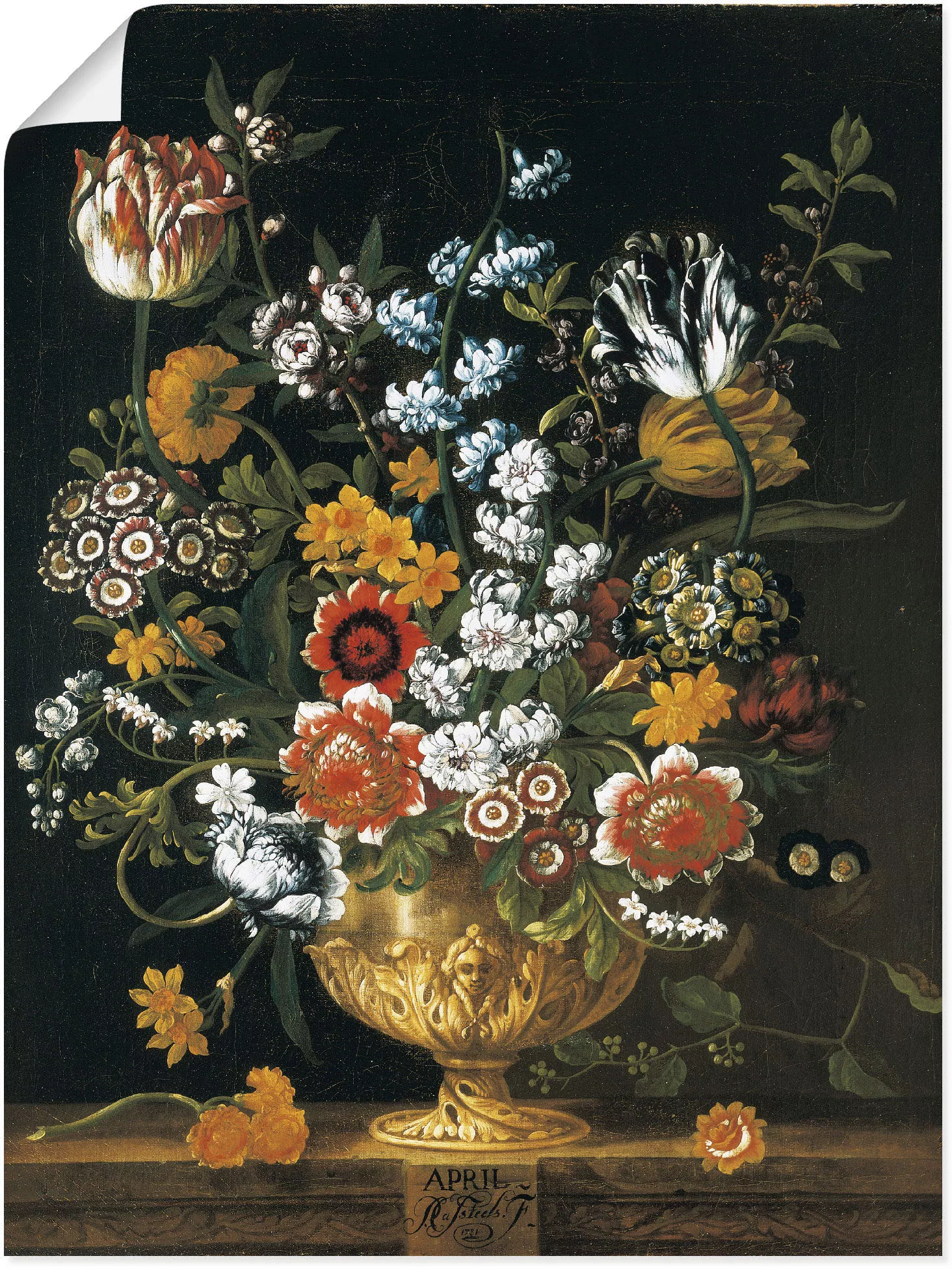 Artland Kunstdruck "Zwölf Monate. Floraler Kalender April", Arrangements, ( günstig online kaufen