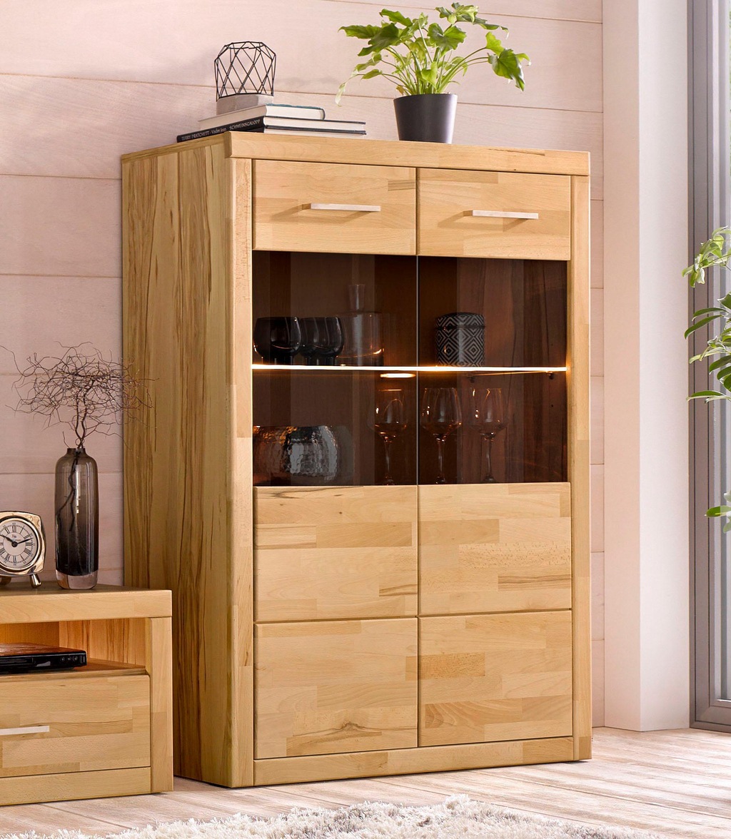 Home affaire Stauraumvitrine "Ribe,125cm hoch, 87cm breit,4 breite Fächer", günstig online kaufen