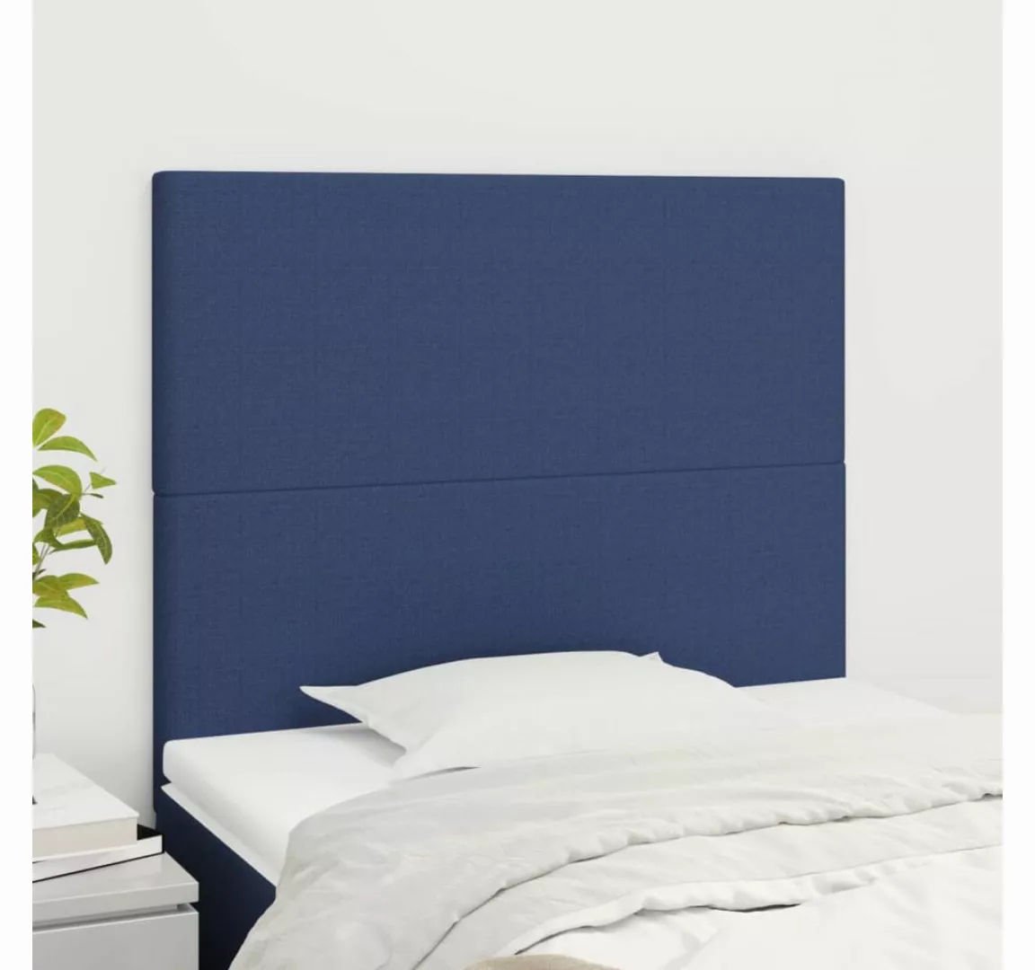 vidaXL Bett, Kopfteile 2 Stk. Blau 90x5x78/88 cm Stoff günstig online kaufen