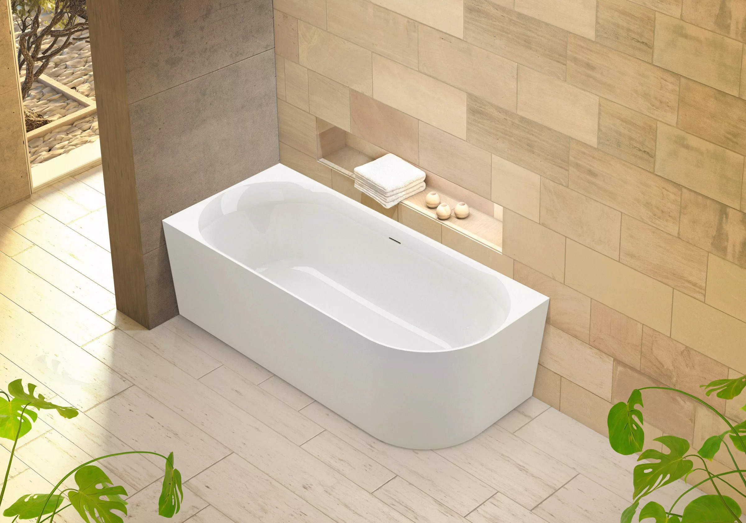 Ottofond Badewanne Mince Corner XS Rechts 155 cm x 80 cm Weiß günstig online kaufen