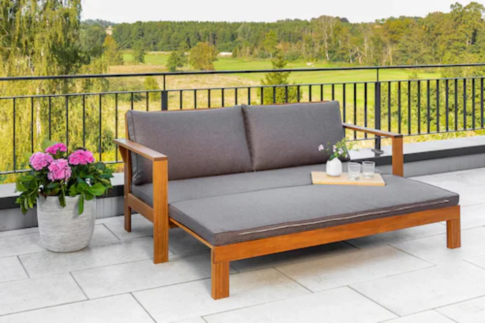 Merxx Belizie Bank Ausziehbar 75/130 x 180 x 75 cm Akazie günstig online kaufen