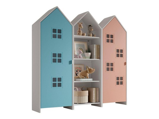 Vipack Kleiderschrank in Korpus Weiß / Front Blau u. Pink, MDF günstig online kaufen