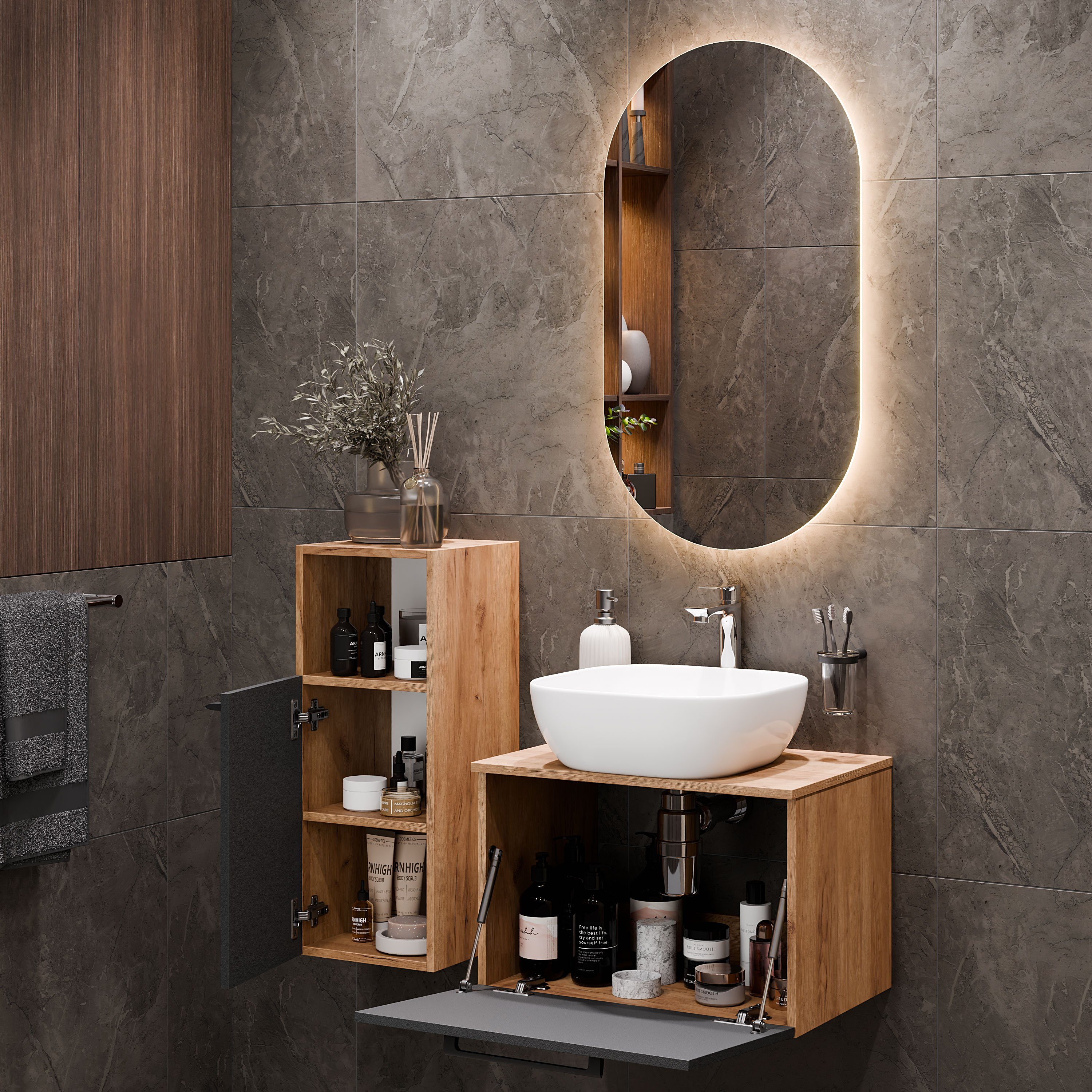 Planetmöbel Badmöbel-Set ASTRA, (Badezimmer Möbel im günstig online kaufen