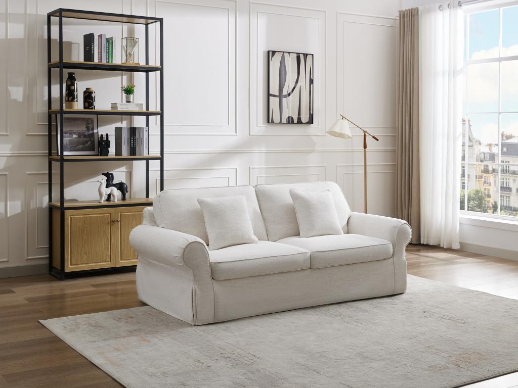 Sofa 3-Sitzer - melierter Stoff - Beige - ZULIPRO von Maison Céphy günstig online kaufen