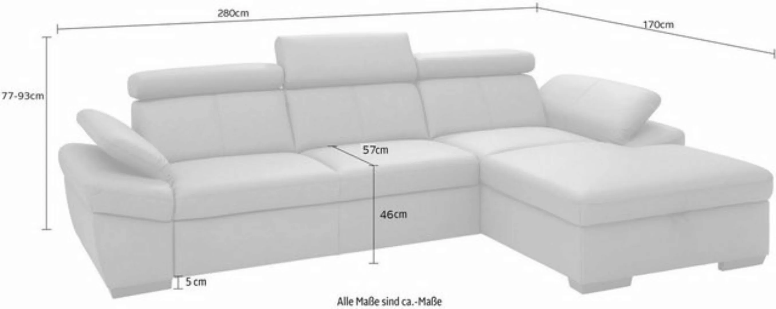 exxpo - sofa fashion Ecksofa "Salerno, L-Form", inkl. Kopf- und Armteilvers günstig online kaufen