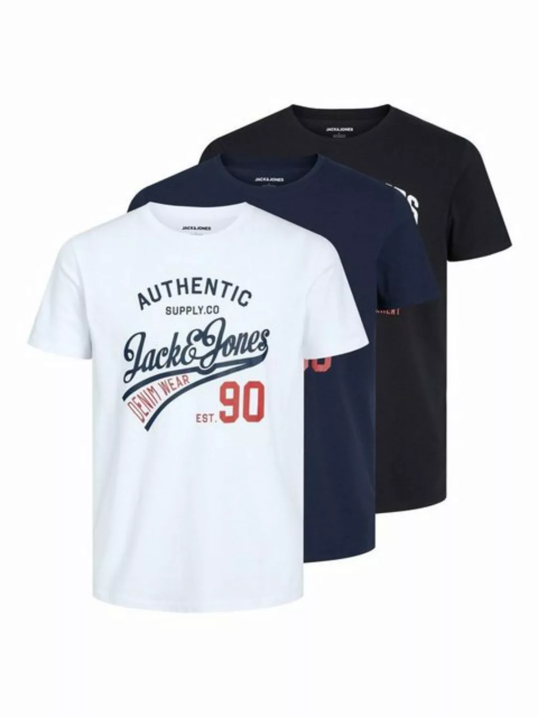 Jack & Jones T-Shirt JJETHAN 3er PACK (1-tlg) aus Baumwolle günstig online kaufen