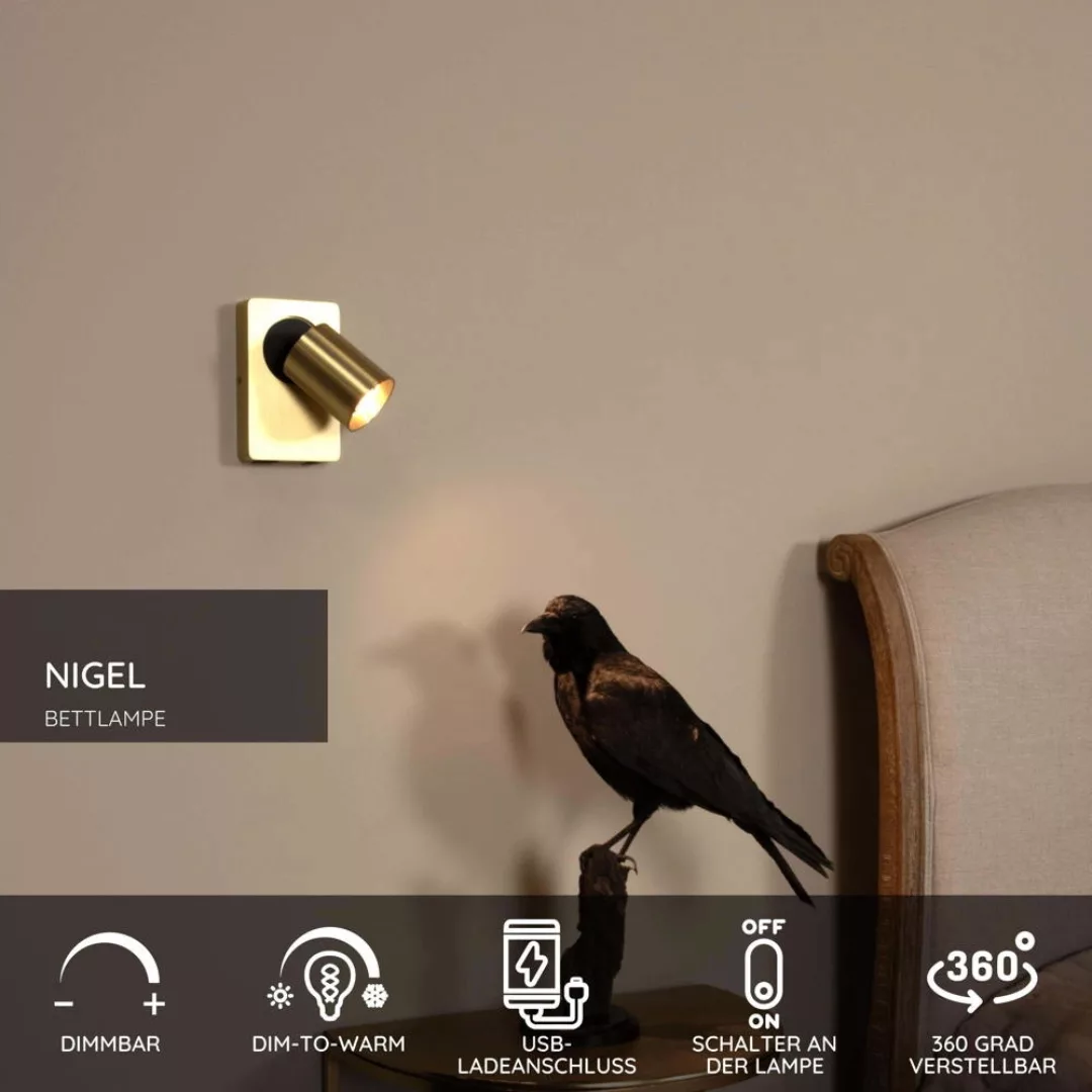 LED Wandspot Nigel in Gold-matt 5W 320lm GU10 günstig online kaufen