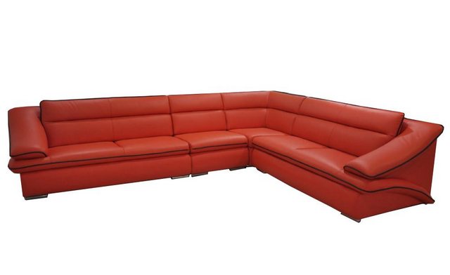 Xlmoebel Ecksofa Moderne Rote Ledercouch mit USB-Anschluss fürs Wohnzimmer, günstig online kaufen