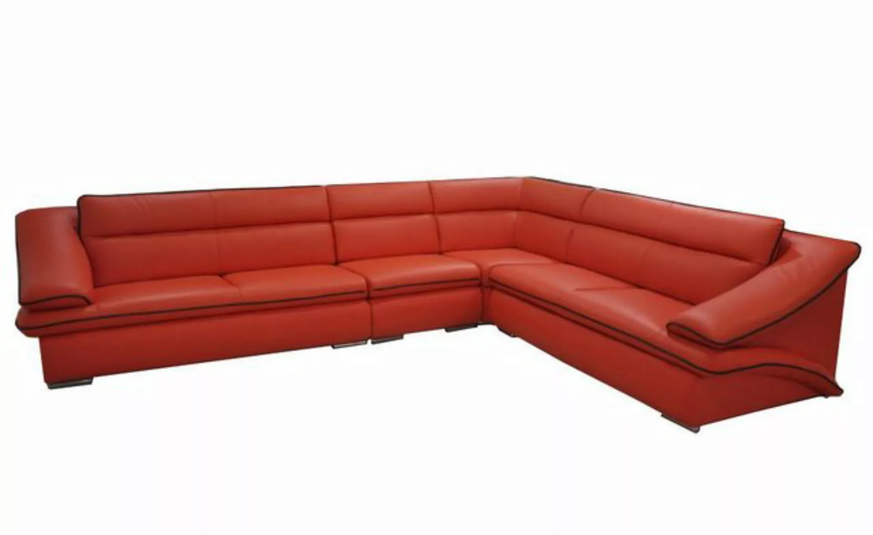 Xlmoebel Ecksofa Moderne Rote Ledercouch mit USB-Anschluss fürs Wohnzimmer, günstig online kaufen