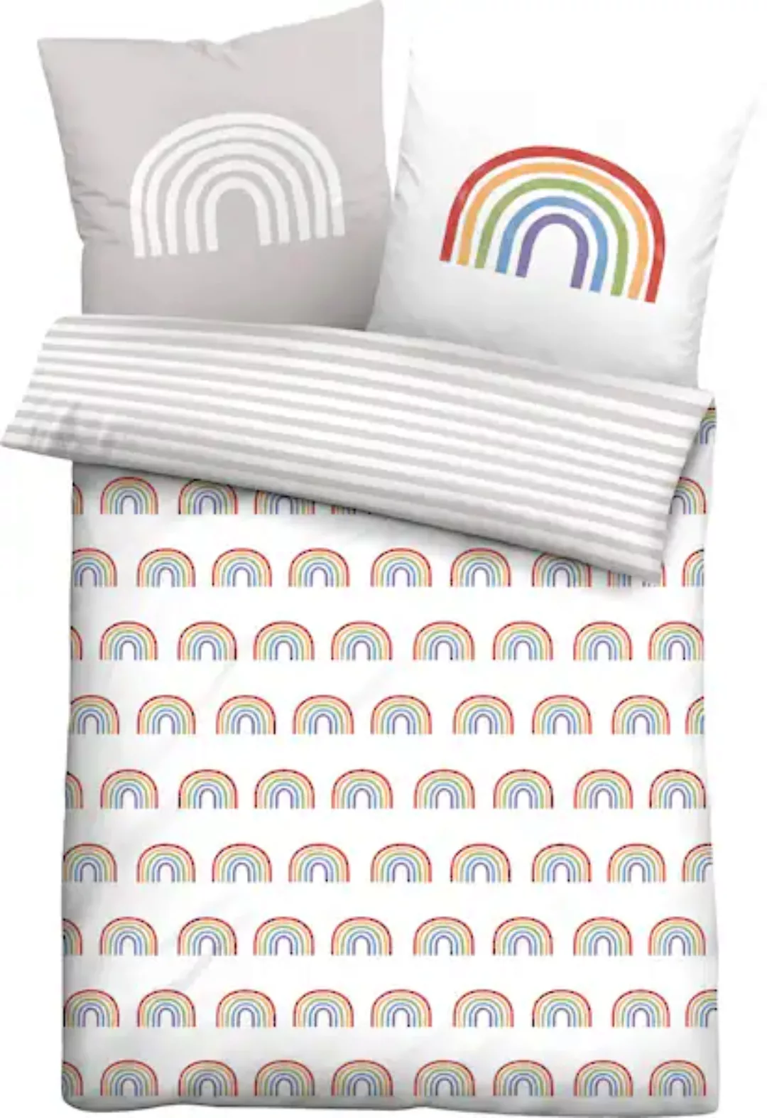 Biberna Kinderbettwäsche »Fabio«, (2 tlg.), mit tollem Regenbogen günstig online kaufen