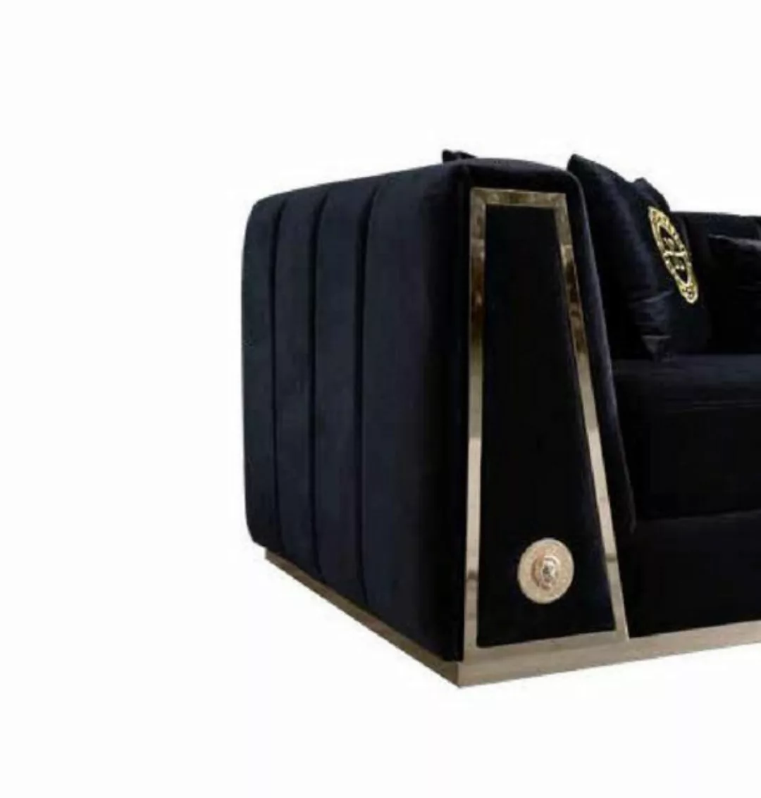 JVmoebel 3-Sitzer Luxuriöse Schwarze Sofagarnitur Moderne Dreisitzer Sessel günstig online kaufen