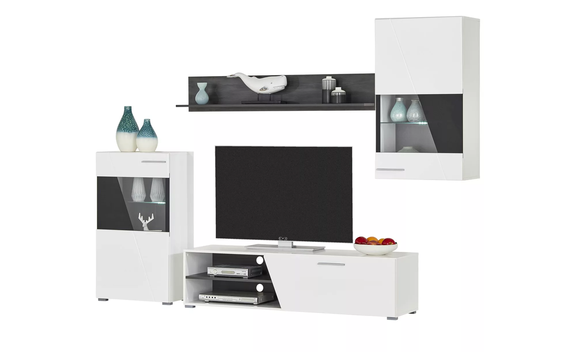 Wohnwand - weiß - 245 cm - 180 cm - 42 cm - Wohnwände > Anbauwände - Möbel günstig online kaufen