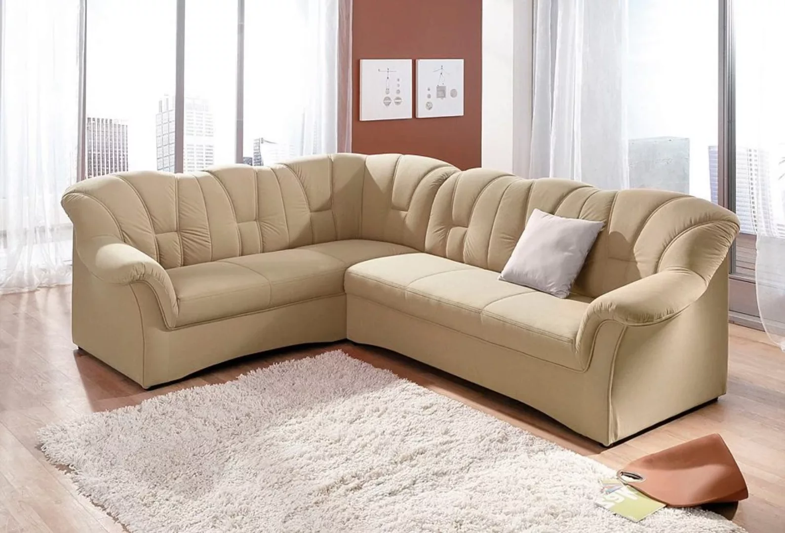 DOMO collection Ecksofa Papenburg B/T/H: 242/190/84 cm, wahlweise mit Bettf günstig online kaufen