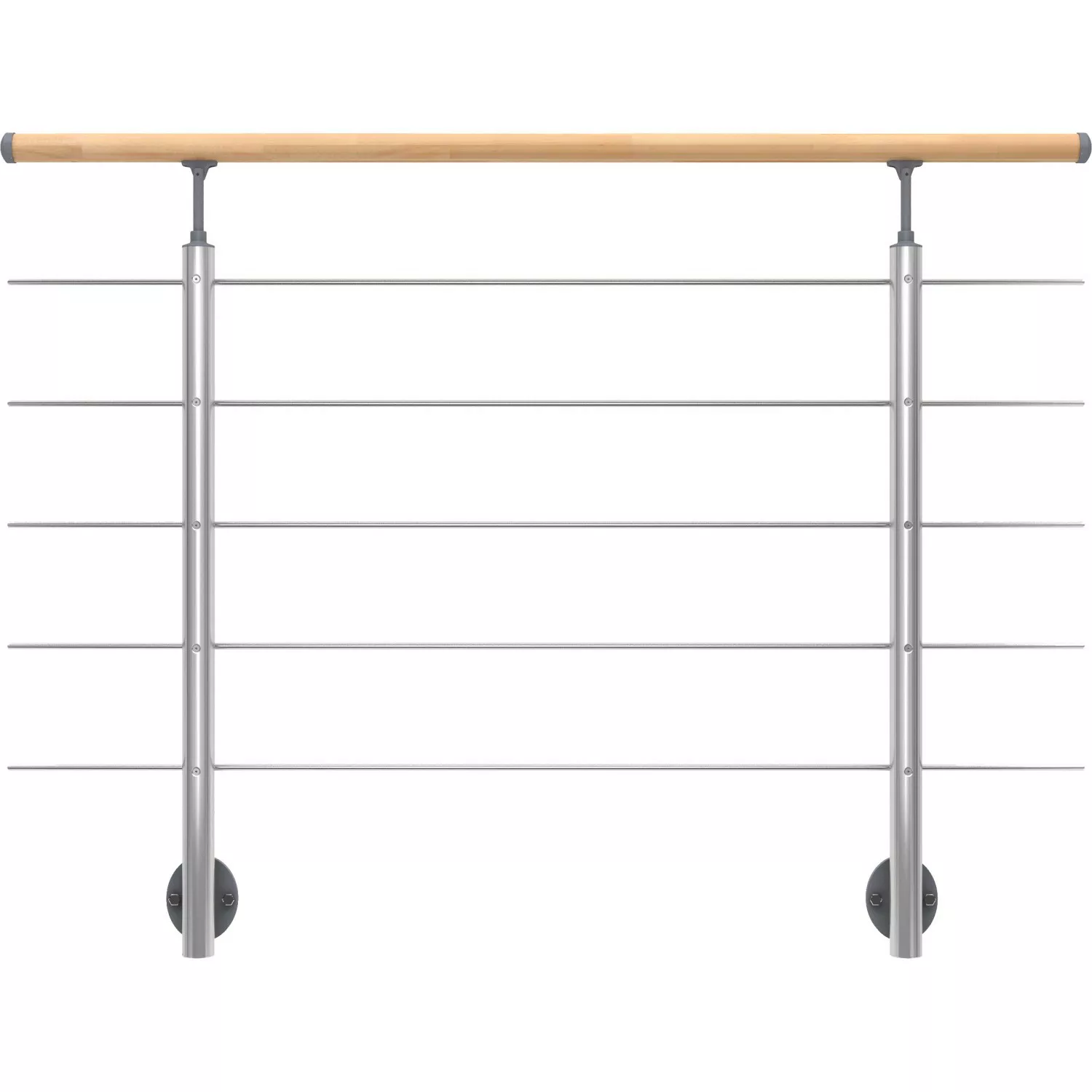 Dolle Geländerset Aluminium 150 cm Wandmontage mit Buche-Handlauf günstig online kaufen