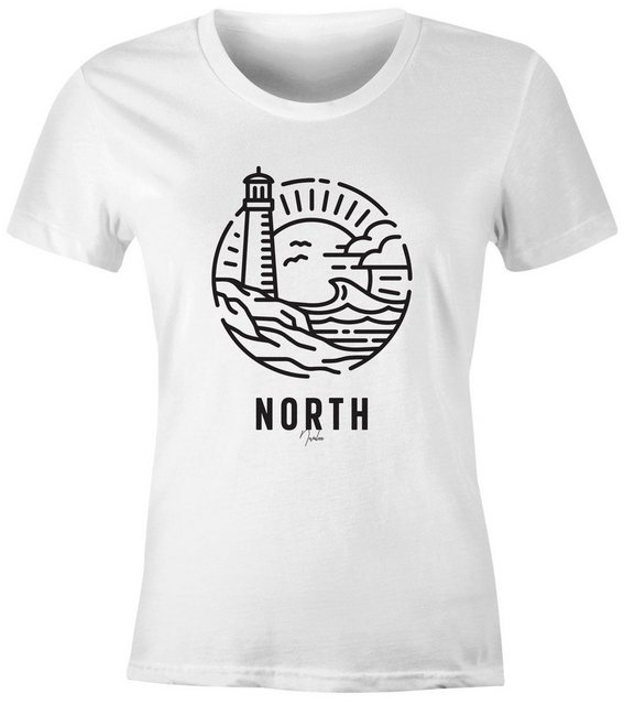 Neverless Print-Shirt Damen T-Shirt Logo Outline Art maritim Leuchtturm Wel günstig online kaufen