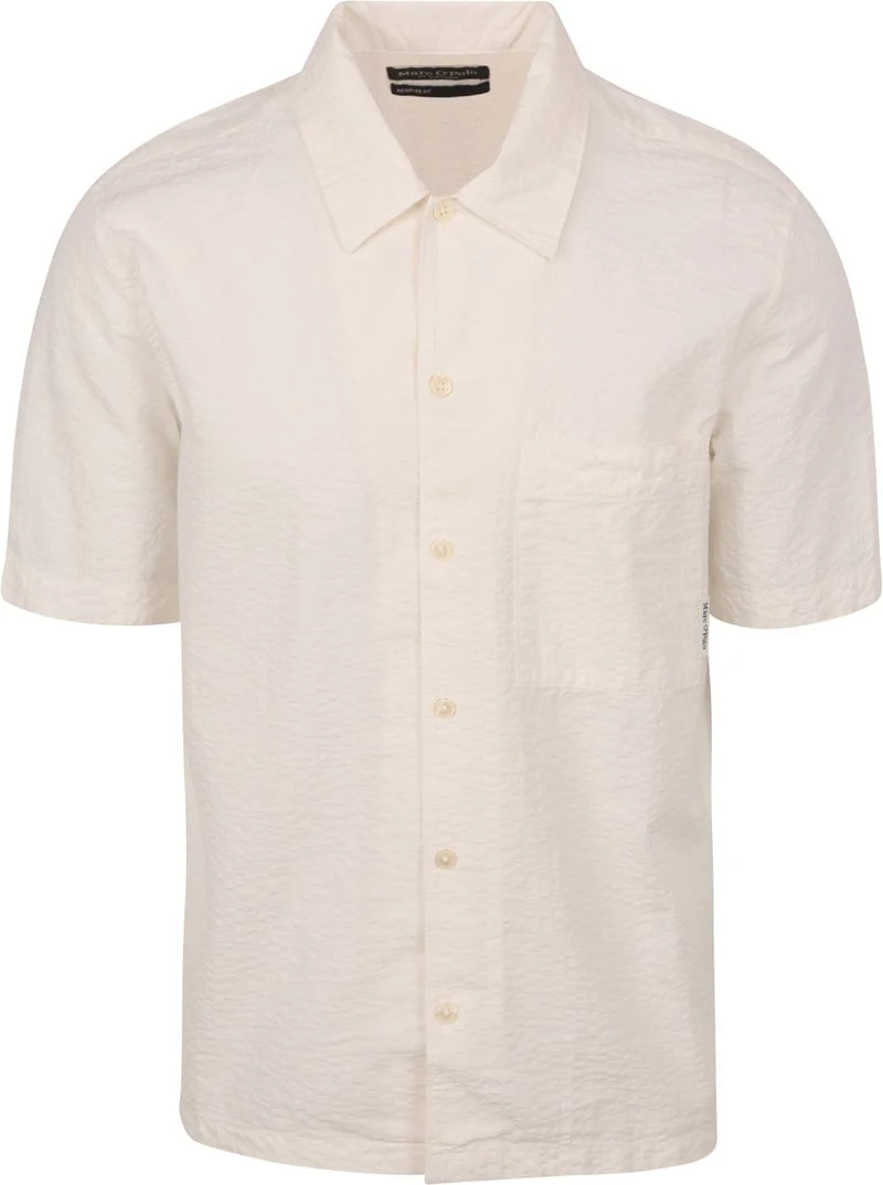 Marc O'Polo Hemd Short Sleeves Seersucker Off White - Größe XL günstig online kaufen