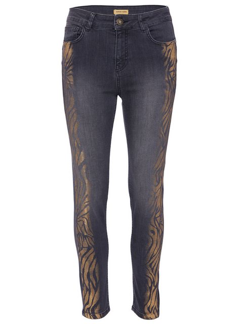 Sarah Kern 5-Pocket-Jeans Ankle-Jeans figurbetont mit Zebra-Motiv günstig online kaufen