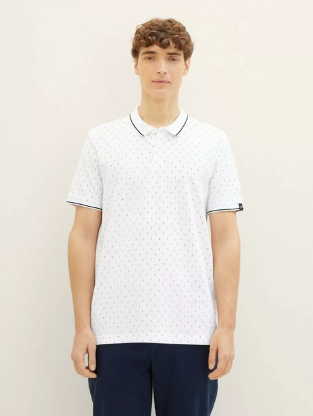 TOM TAILOR Denim Poloshirt mit Minimal-Print und aus reiner Baumwolle günstig online kaufen