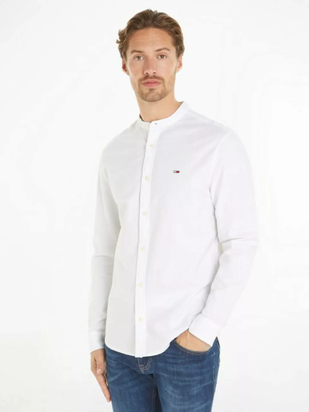 Tommy Jeans Langarmhemd "TJM REG OXFORD MAO SHIRT", mit Logostickerei günstig online kaufen