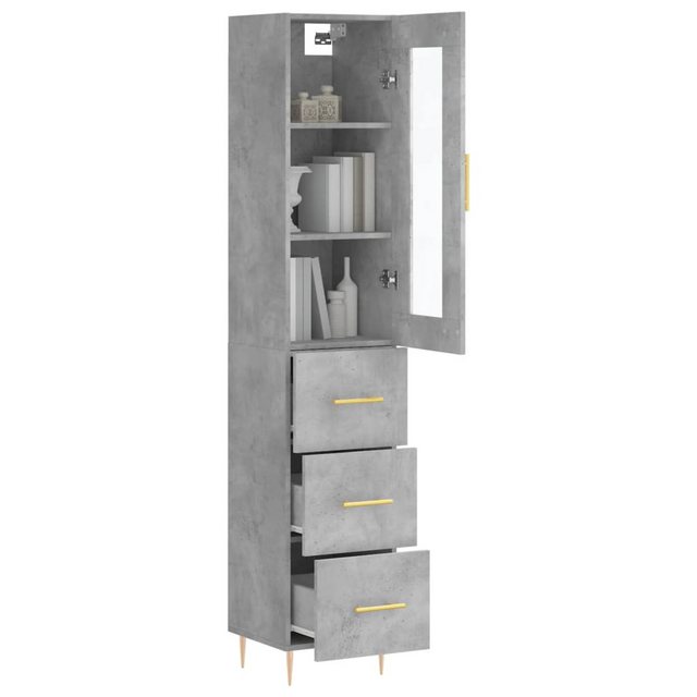 vidaXL Vitrine Highboard Betongrau 34,5x34x180 cm Spanplatte Glas Vitrine günstig online kaufen