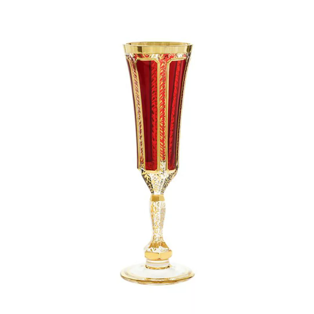 Trinkkelch Red Queen 140 ml, Rot/Gold, aus Glas günstig online kaufen