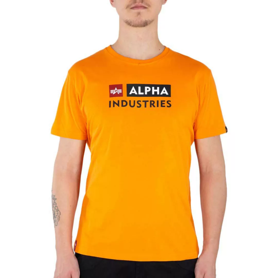 Alpha Industries Block-logo Kurzärmeliges T-shirt XS Alpha Orange günstig online kaufen