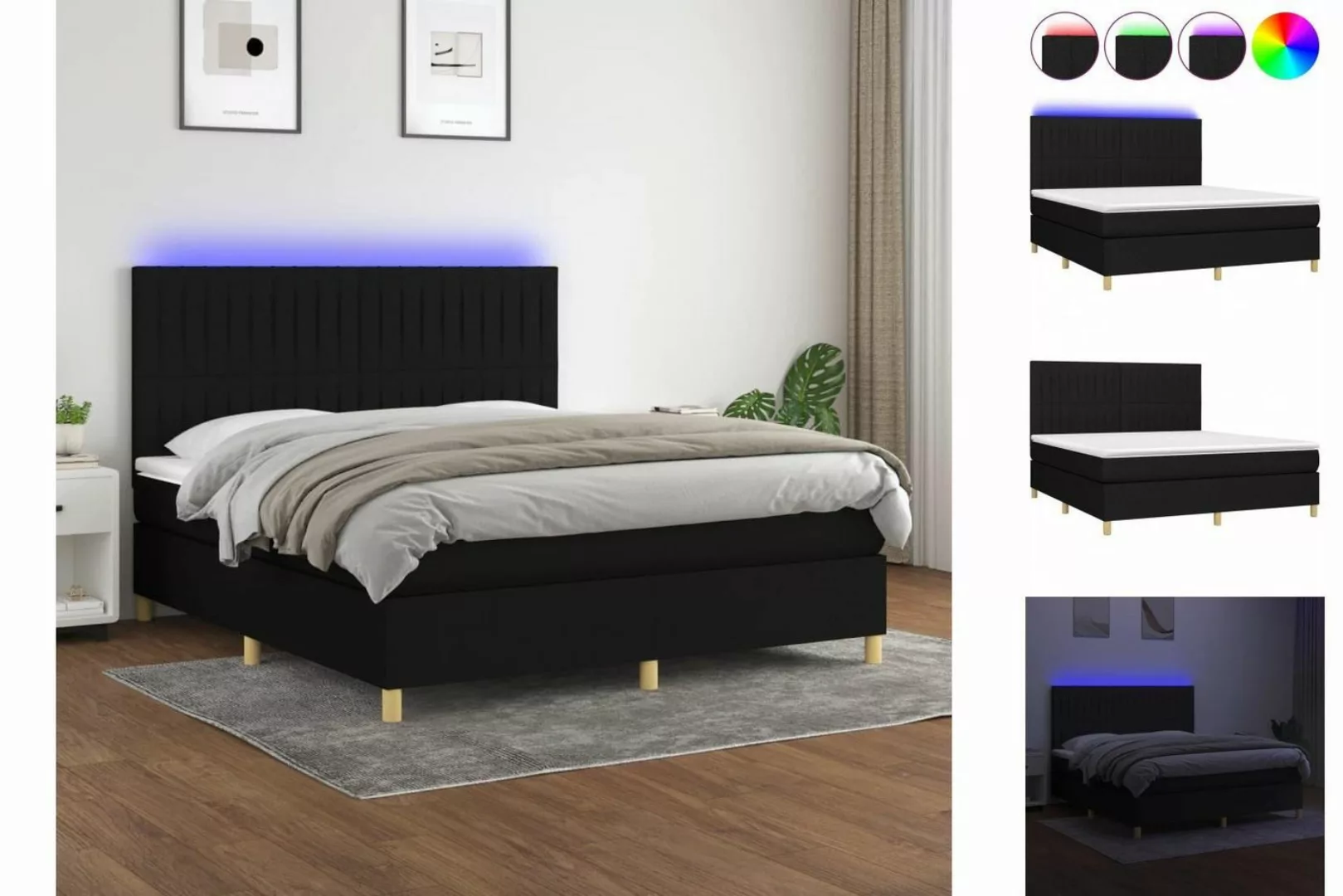 vidaXL Boxspringbett Bett Boxspringbett mit Matratze & Topper & LED (180 x günstig online kaufen