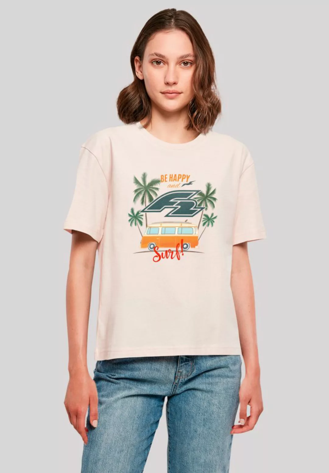 F2 T-Shirt F2 Be Happy And Surf Bulli Sommer Sommer, Surfer, Sport günstig online kaufen