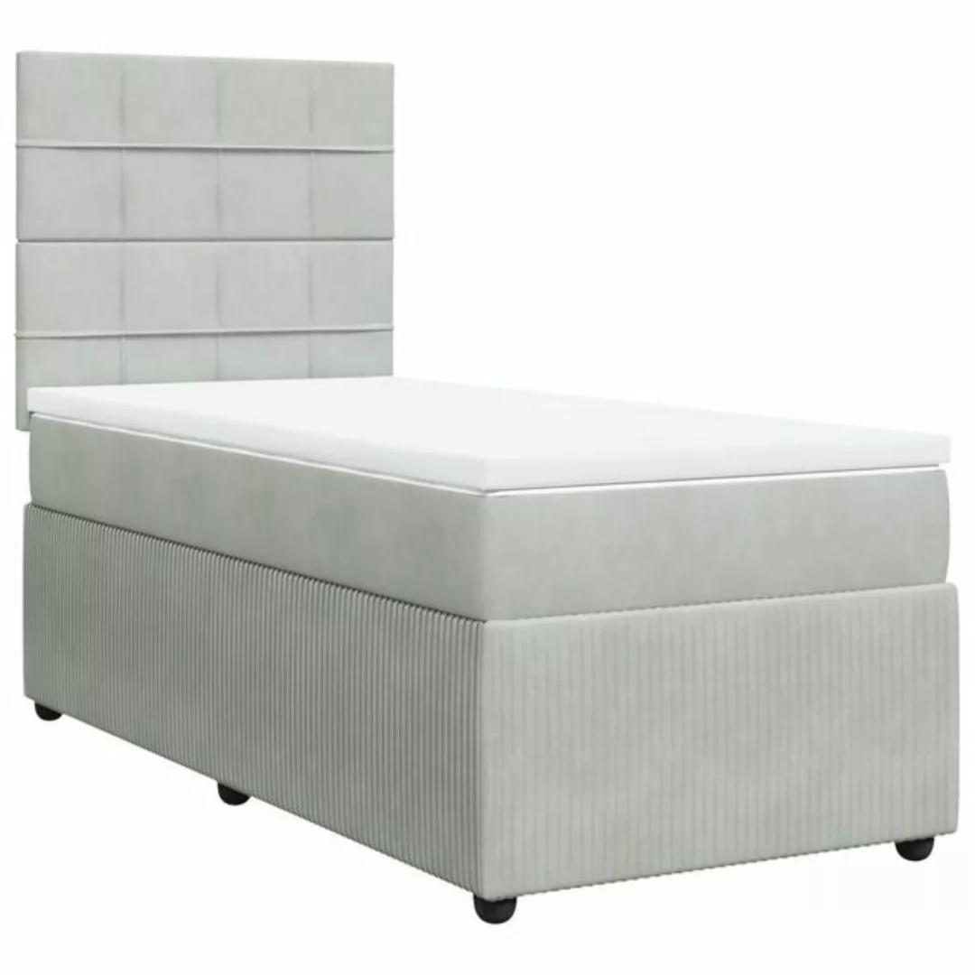 vidaXL Bett Boxspringbett mit Matratze Hellgrau 90x190 cm Samt günstig online kaufen