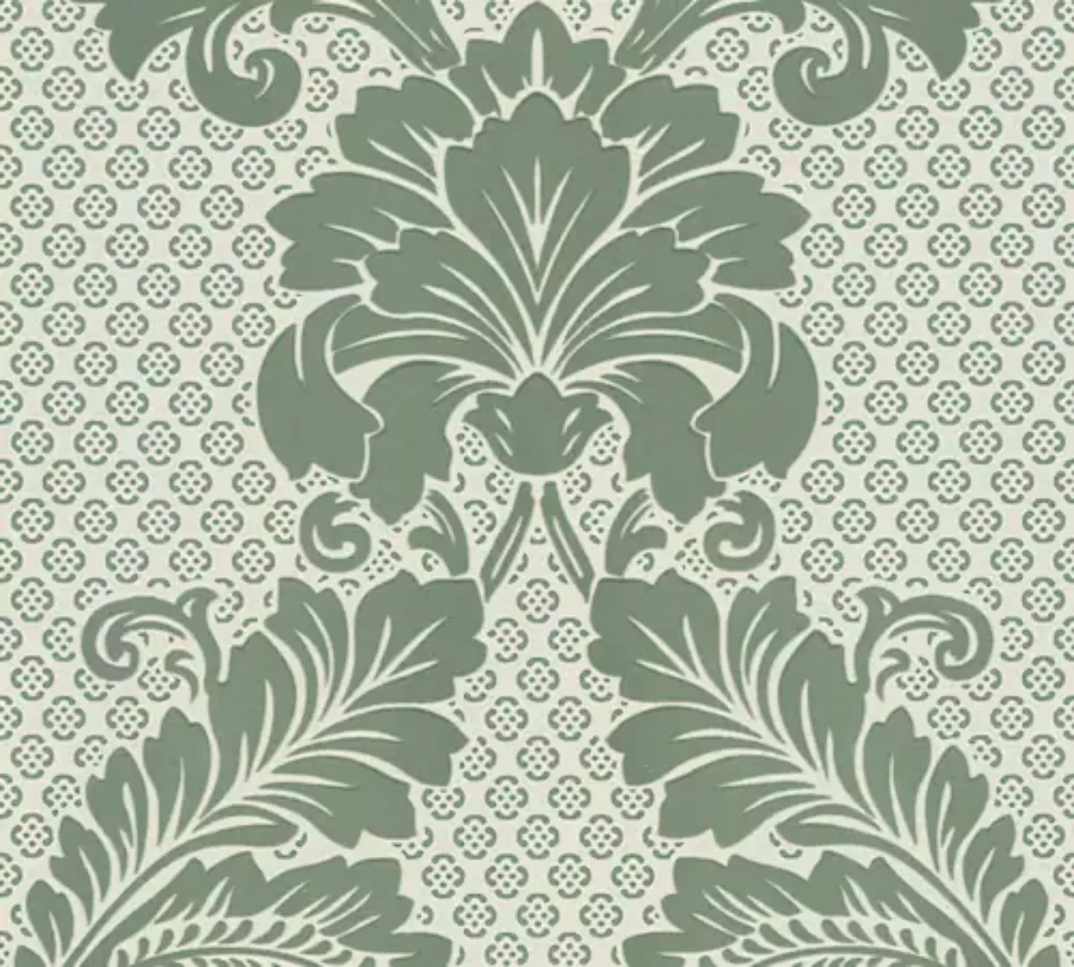 Bricoflor Flock Tapete mit Ornament Grüne Barock Tapete Ideal für Esszimmer günstig online kaufen