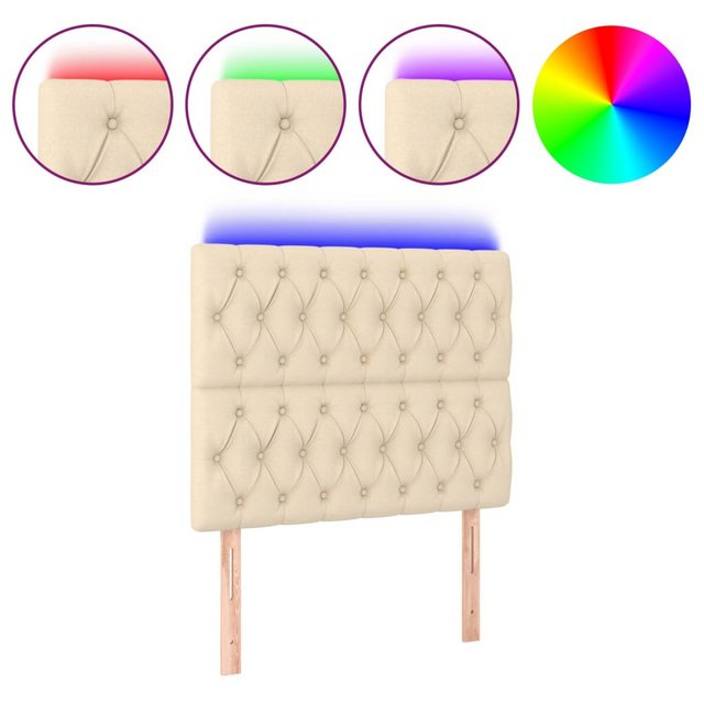 vidaXL Bett, LED Kopfteil Creme 100x7x118/128 cm Stoff günstig online kaufen