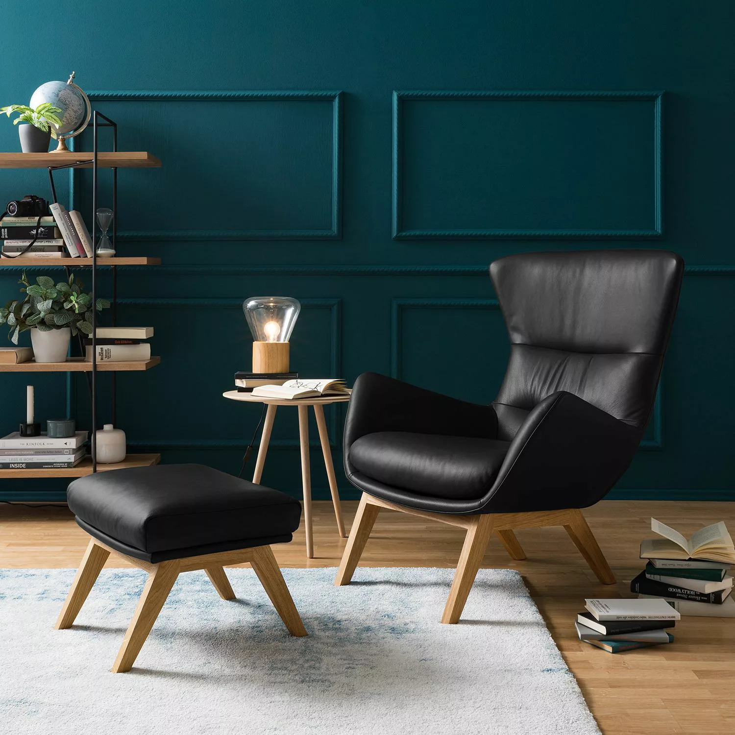 home24 Studio Copenhagen Sessel Hepburn I Schwarz Echtleder 84x99x96 cm (Bx günstig online kaufen