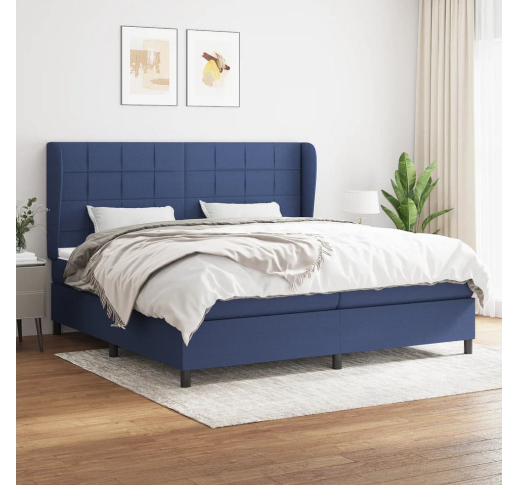 vidaXL Boxspringbett Boxspringbett mit Matratze Blau 200x200 cm Stoff Bett günstig online kaufen