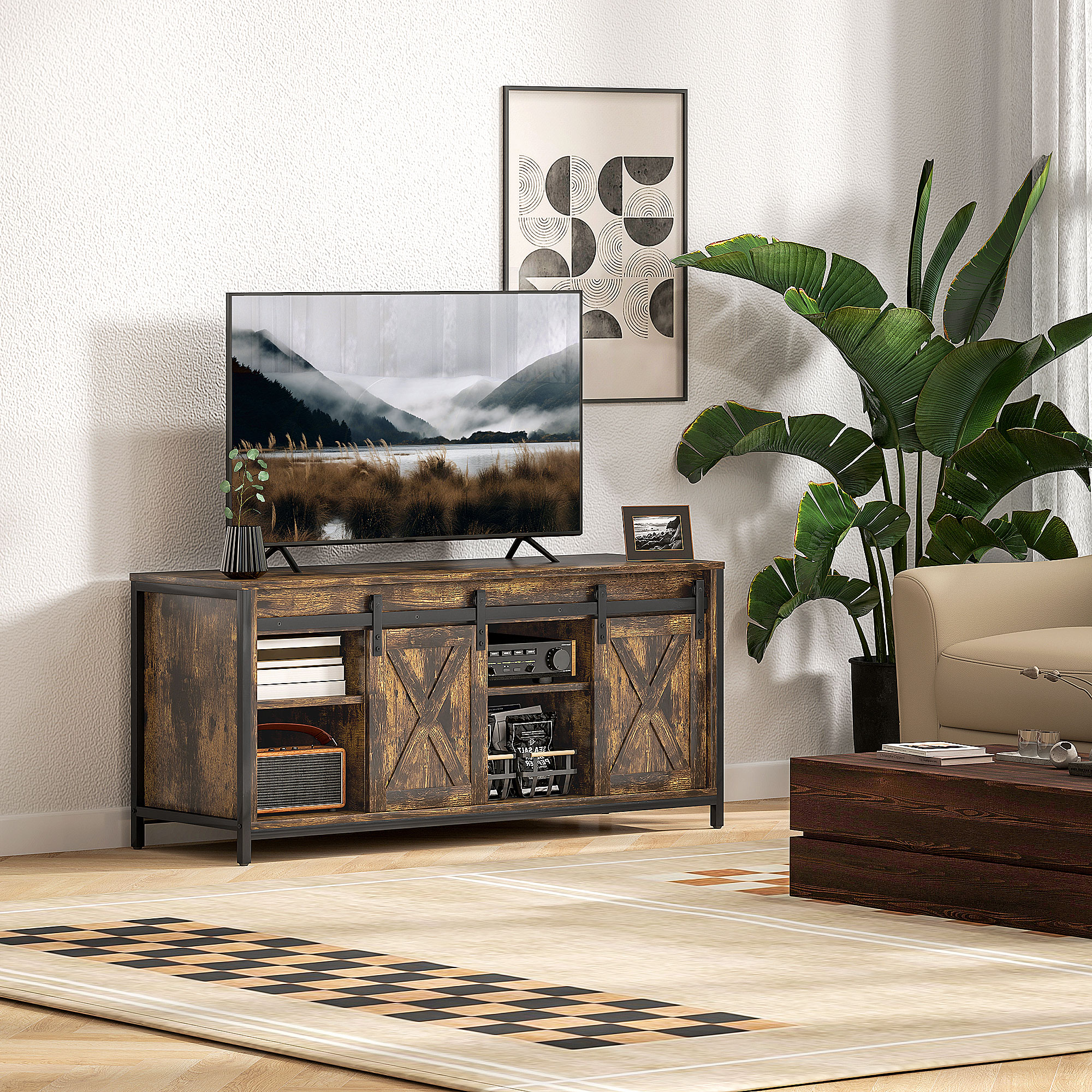 HOMCOM TV-Schrank, Fernsehtisch für Fernseher bis zu 60 Zoll, Lowboard mit günstig online kaufen