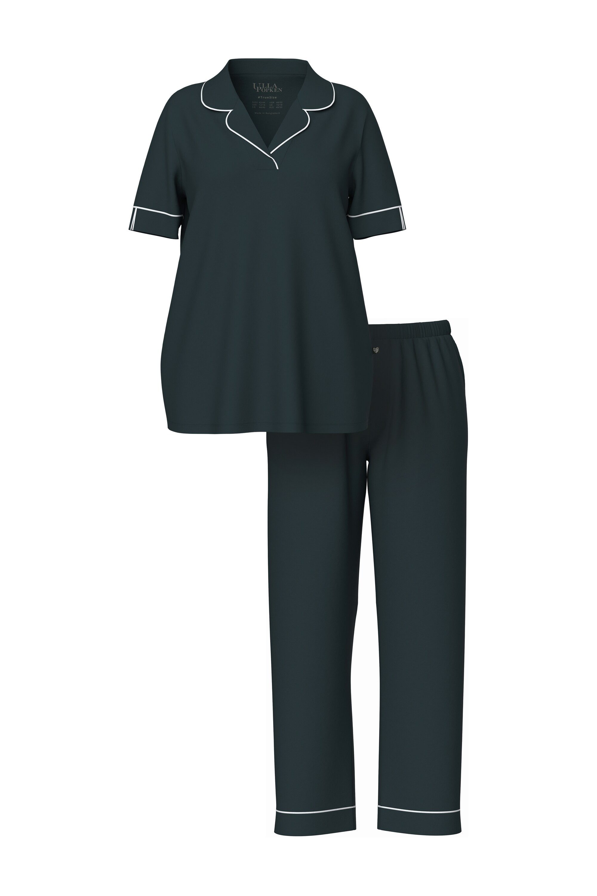 Ulla Popken Pyjama Pyjama Zierpaspeln Reverskragen günstig online kaufen