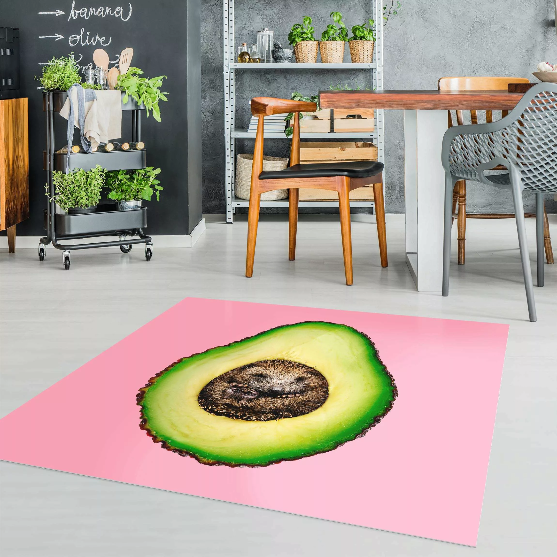 Vinyl-Teppich Avocado mit Igel günstig online kaufen